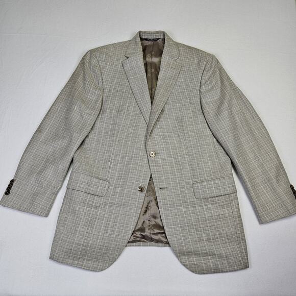 David Donahue Connor Sport Coat Mens 40R Blazer Gray Plaid Wool Designer Jacket - Picture 2 of 16